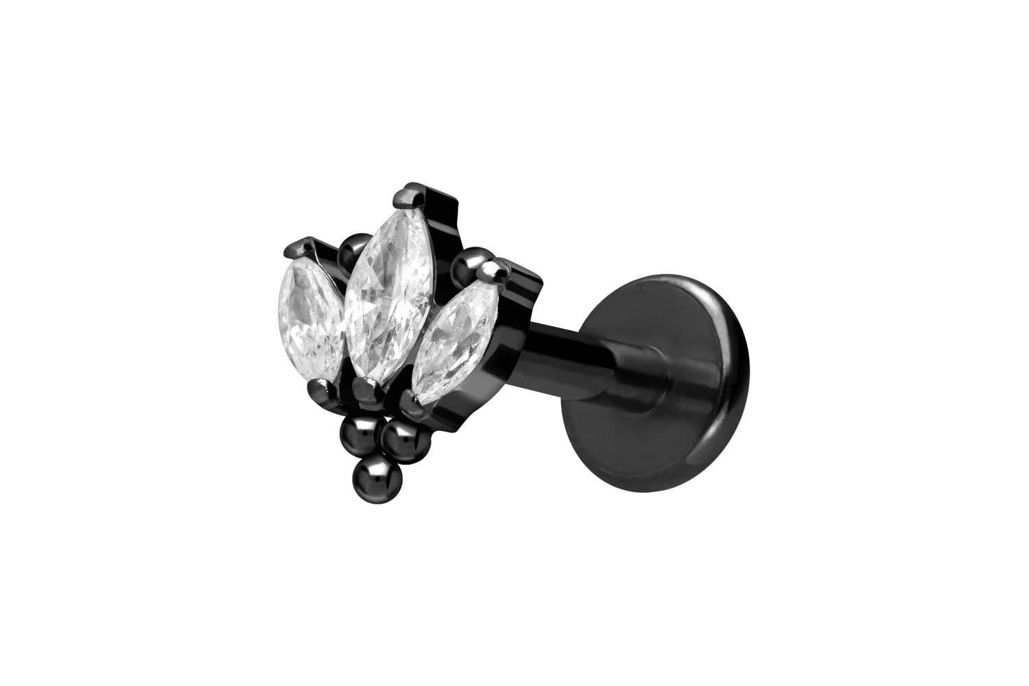 Titan Labret Piercing mit Innengewinde LOTUSBLÜTE + KUGELN